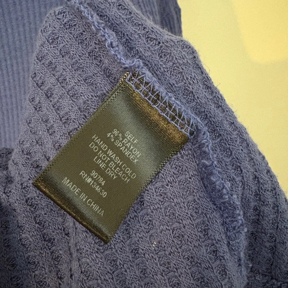 Anthropologie | Sunday in Brooklyn Blue Minnie Waffle Cardigan, Size Medium - Picture 8 of 11